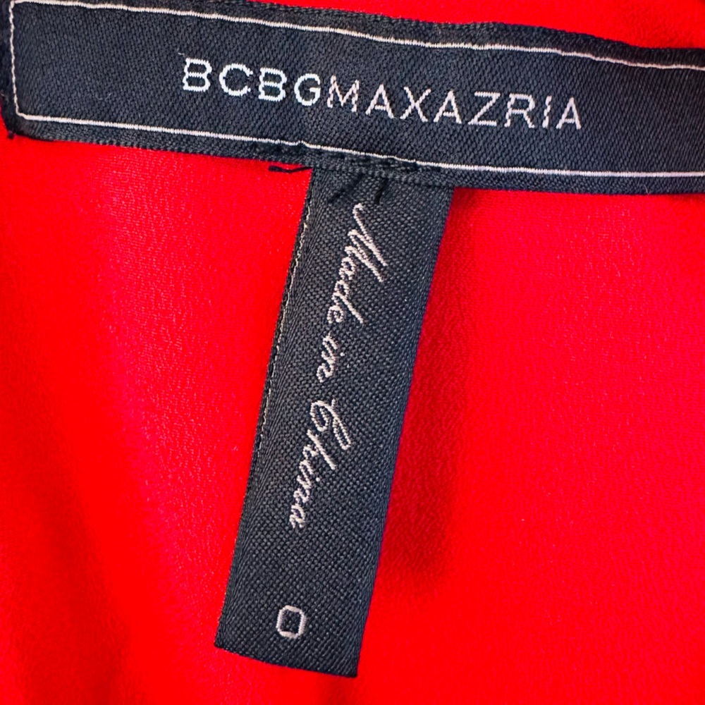 BCBG Max Azria Red Tiered Ruffle Cut-Out Keyhole Sleeveless Mini Halter Dress - Picture 10 of 10